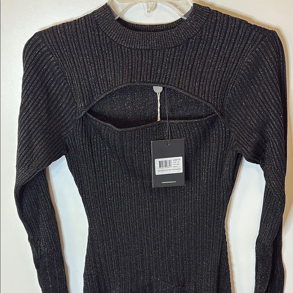 💖 NWT Nicholas Black Ribbed Sully Mini Dress with Long Sleeve Shrug